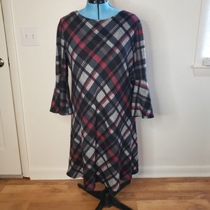 Jessica Howard Bell Sleeve Plaid 1X Dress